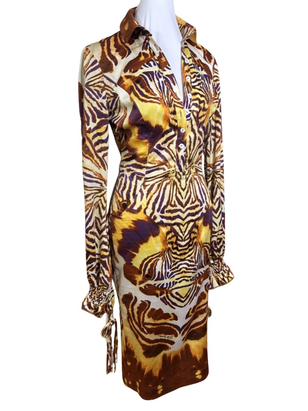 SOLD Roberto Cavalli Just Cavalli Tiger Print Shirt Dress